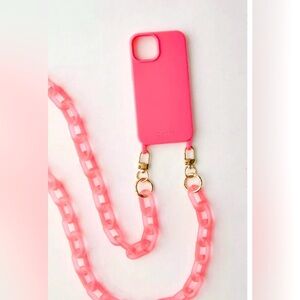 Cordée Crossbody IPHONE Case Icy Pink Chain iPhone Case & Lanyard Set NIP $65